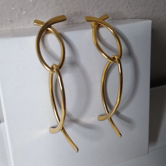 Vintage Metal Dangle Earrings - Picture 1 of 16